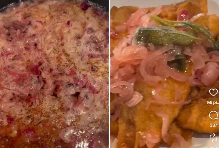 cipolle stufate e cotoletta in carpione